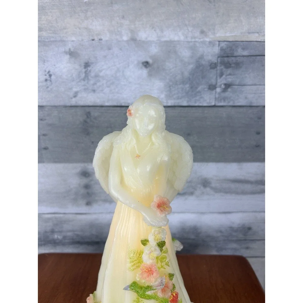 Wax Lighted Angel With Flowers 11